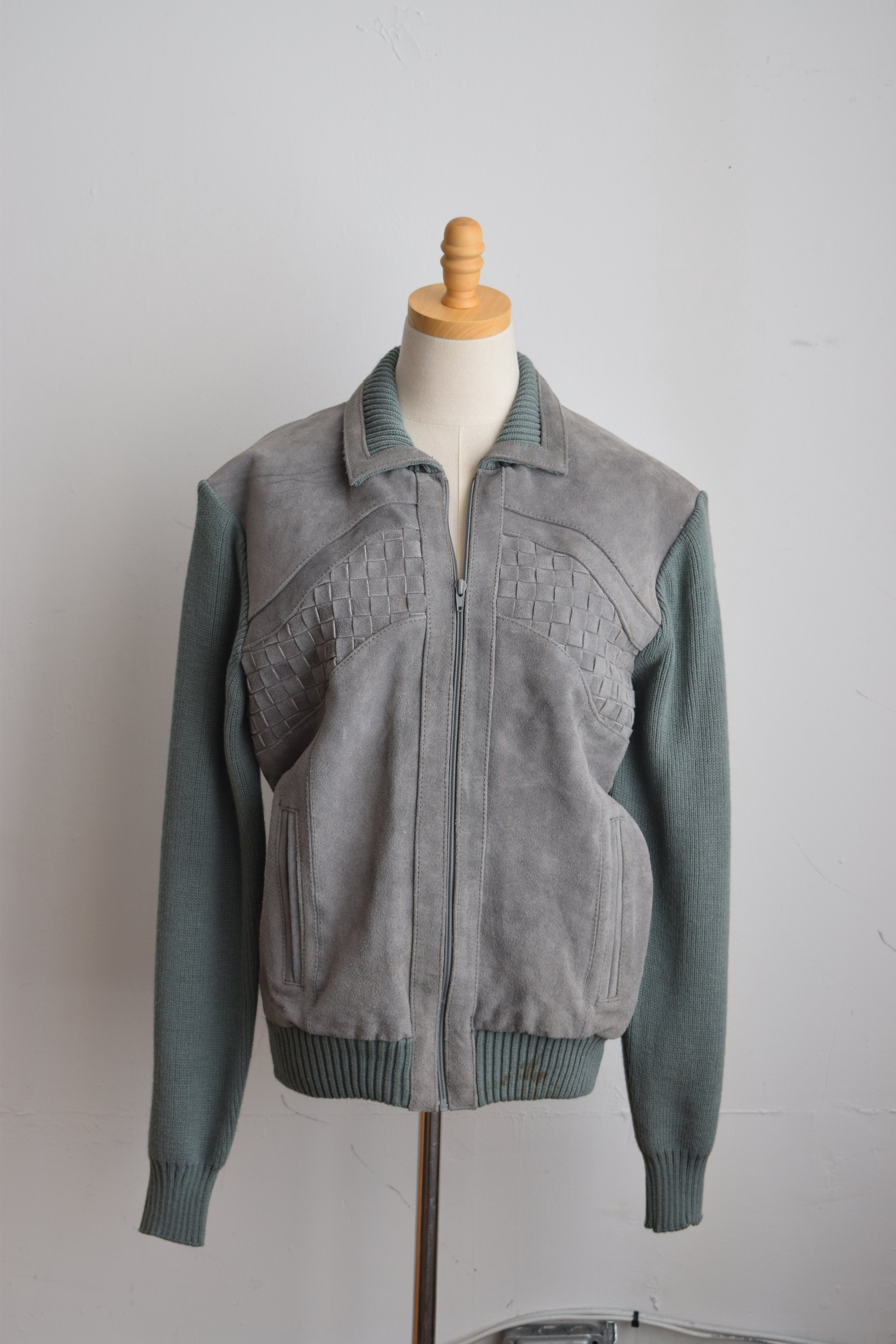 Vintage Suede and Knit Sweater popular Jacket