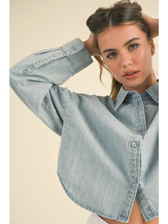 Kara Cropped Denim Button Down | 2 Colors