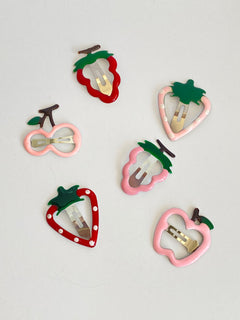 Kids Fruity Hair Clips - Pack of 6