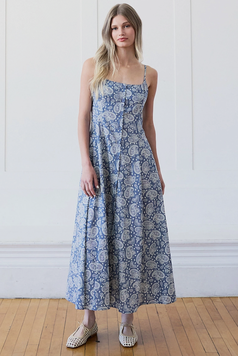 smocked back dress Paisley Smocked Back Midi Dress S