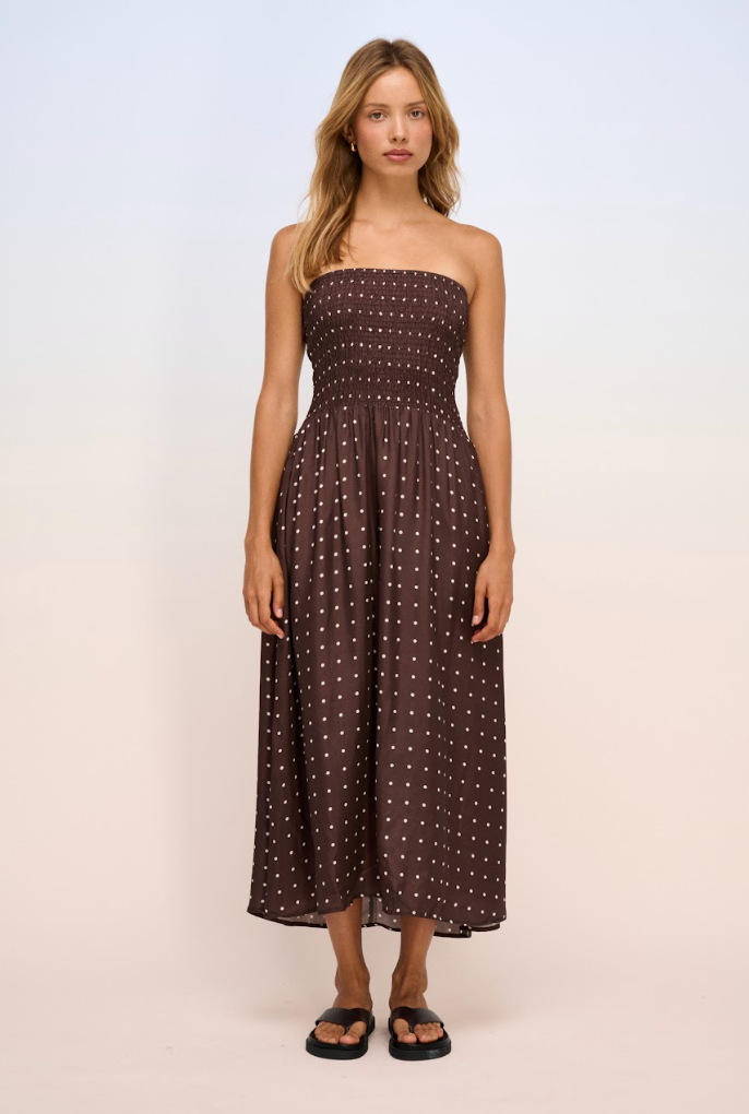Carissa Polka Dot Ruched Dress Beatnik Fine Goods Carissa Polka Dot Ruched Dress Beatnik Fine Goods