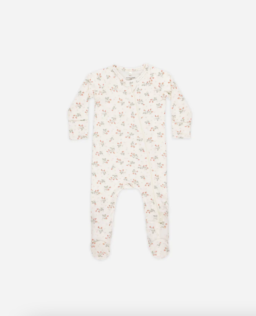 Bamboo Zip Footie || Strawberries